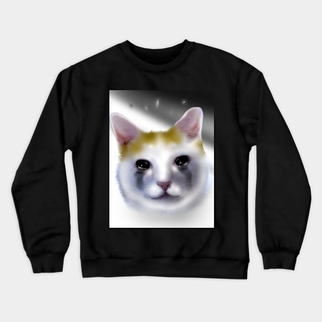 cat crying meme Crewneck Sweatshirt by AdishPr